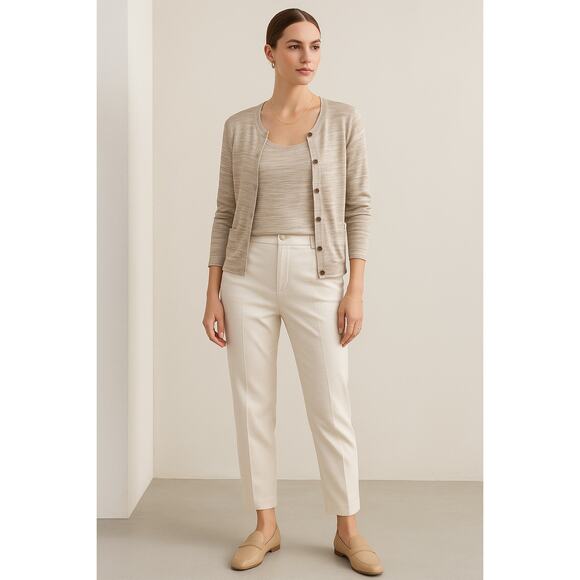 Vintage Missoni Set Cardigan Shell Shirt Tee Twinset Beige Striped Knit Large - Picture 1 of 11